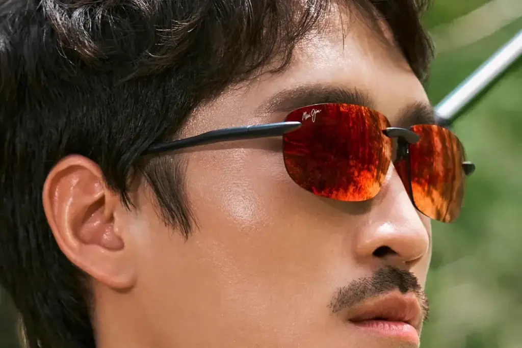 משקפי שמש Maui Jim ללא מסגרת עם עדשות מראה בגוון כתום אדום